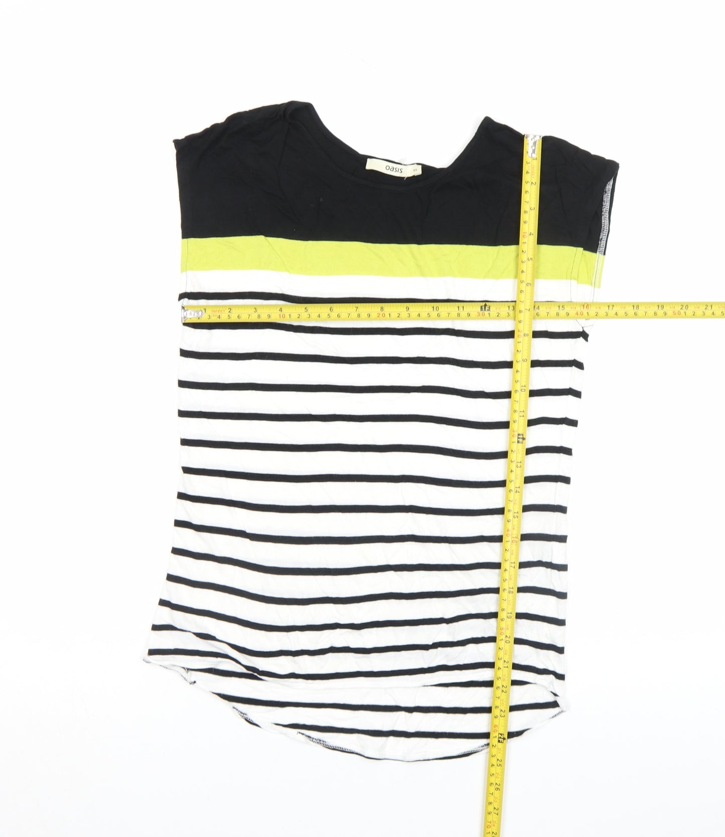 Oasis Women’s Black Stripe Crew Neck Sleeveless T-Shirt XS