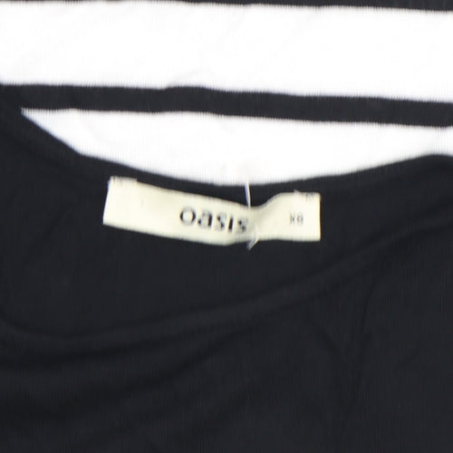 Oasis Women’s Black Stripe Crew Neck Sleeveless T-Shirt XS