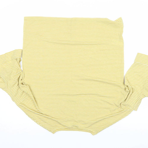 Next Women Yellow Striped Ruffle Sleeve Cotton T-Shirt Size 10