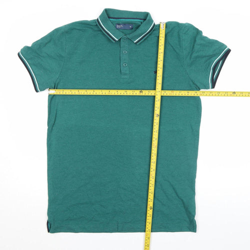 EASY Men's Green Short Sleeve Polo Shirt M Cotton Blend Classic Fit