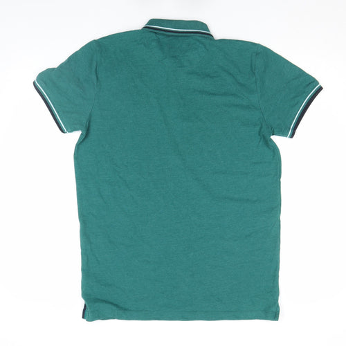 EASY Men's Green Short Sleeve Polo Shirt M Cotton Blend Classic Fit