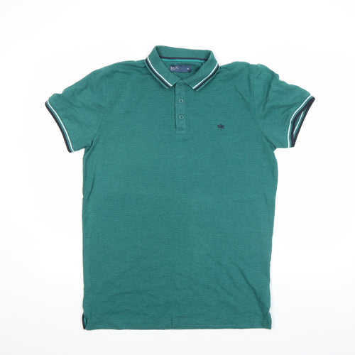 EASY Men's Green Short Sleeve Polo Shirt M Cotton Blend Classic Fit
