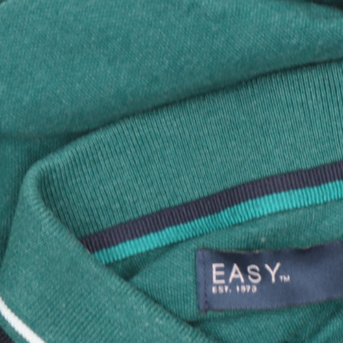 EASY Men's Green Short Sleeve Polo Shirt M Cotton Blend Classic Fit