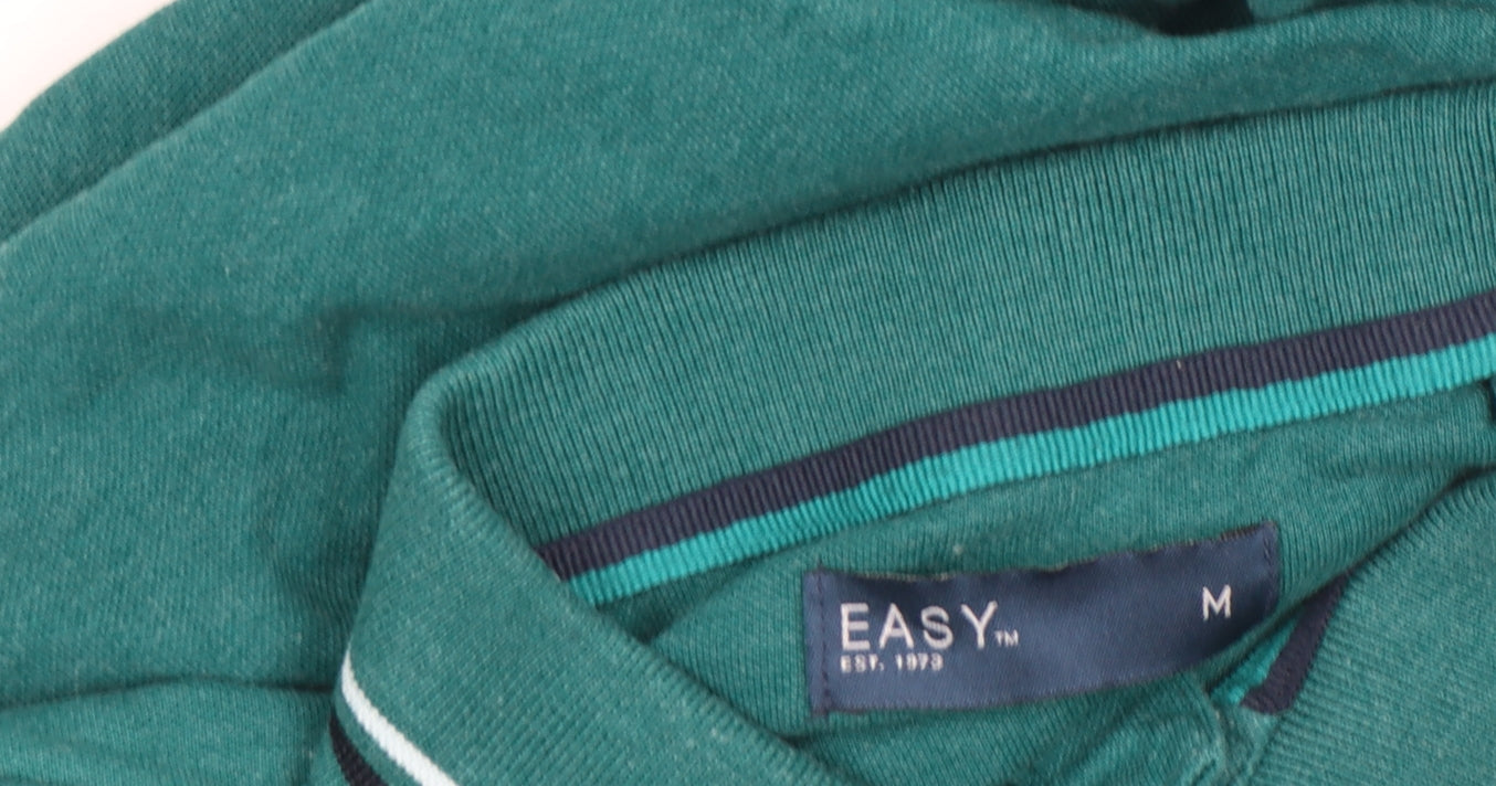 EASY Men's Green Short Sleeve Polo Shirt M Cotton Blend Classic Fit