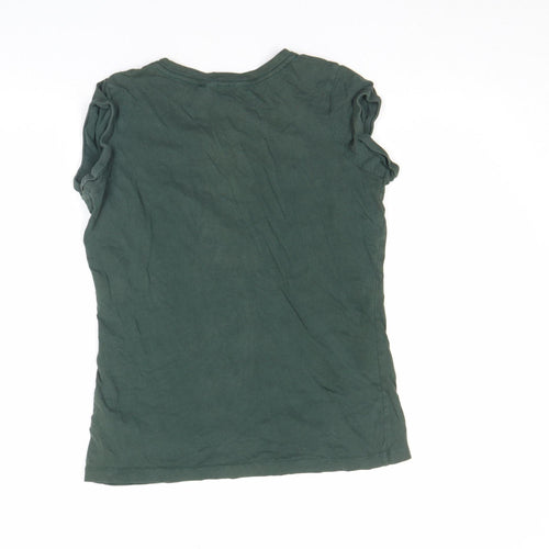 Primark Womens Green Crew Neck Graphic T-Shirt Size 10