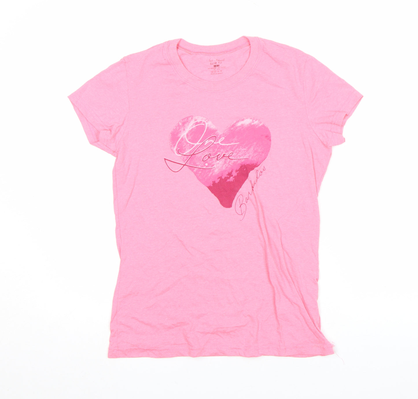 Sun Island Womens Pink Slim Fit Graphic T-Shirt Size S