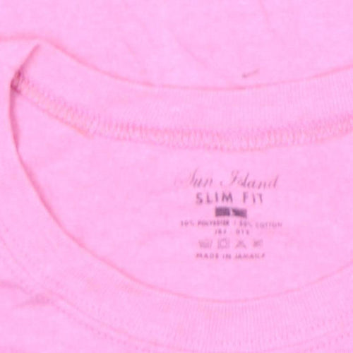 Sun Island Womens Pink Slim Fit Graphic T-Shirt Size S