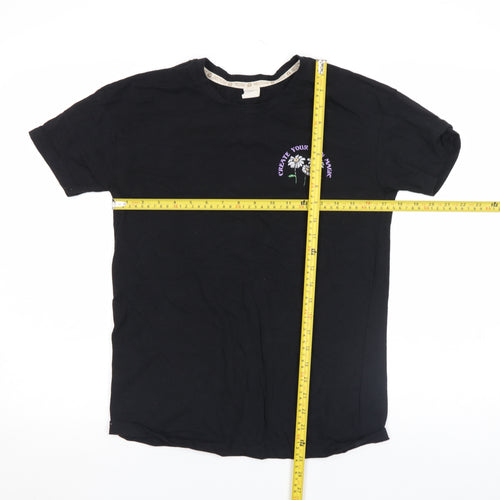 Recycle Women's Black Graphic Cotton T-Shirt Size S