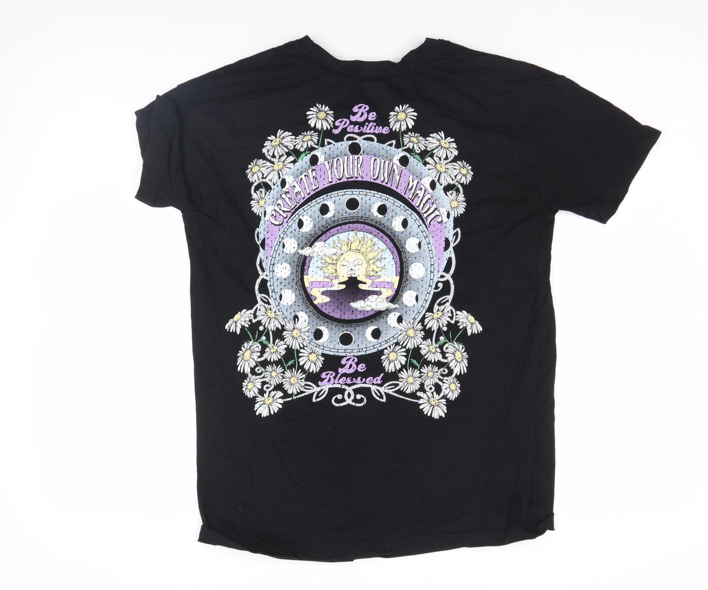 Recycle Women's Black Graphic Cotton T-Shirt Size S