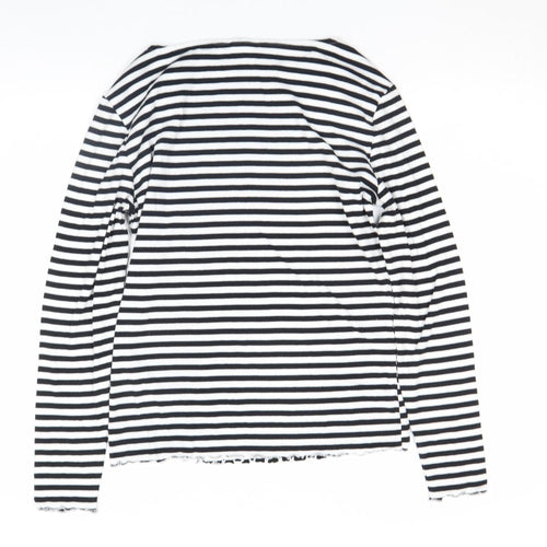 Beloved Women’s Black & White Striped Long Sleeve Cotton T-Shirt Size 2XL