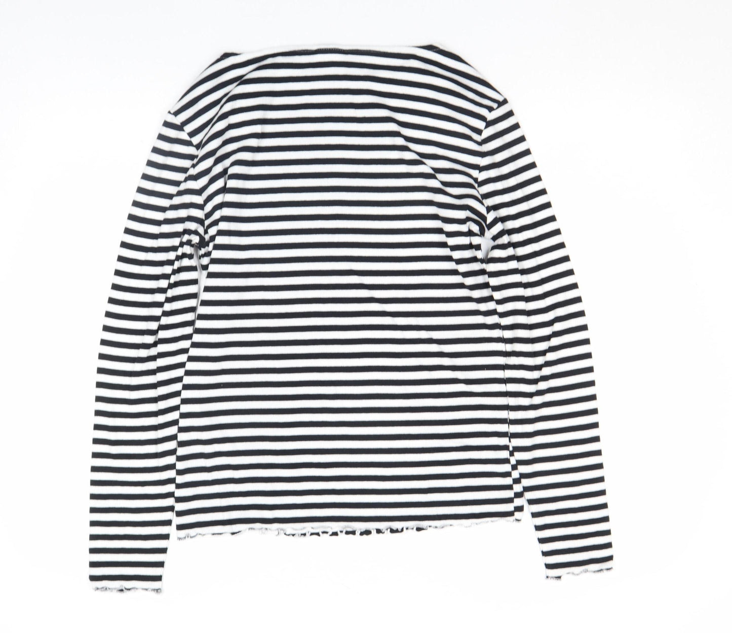 Beloved Women’s Black & White Striped Long Sleeve Cotton T-Shirt Size 2XL