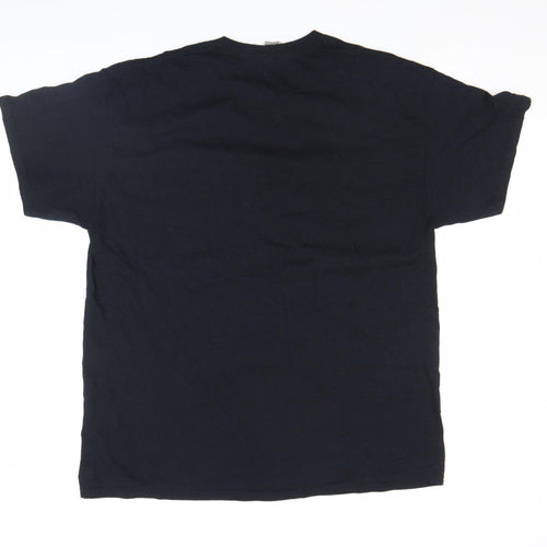 Gildan Men's Black Heavy Cotton T-Shirt Flag Graphic Print Size L