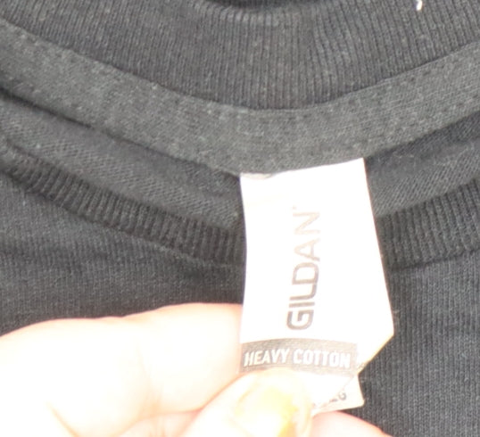 Gildan Men's Black Heavy Cotton T-Shirt Flag Graphic Print Size L