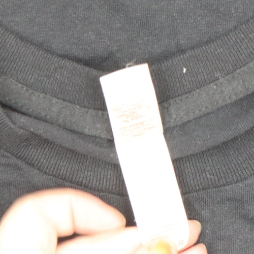 Gildan Men's Black Heavy Cotton T-Shirt Flag Graphic Print Size L