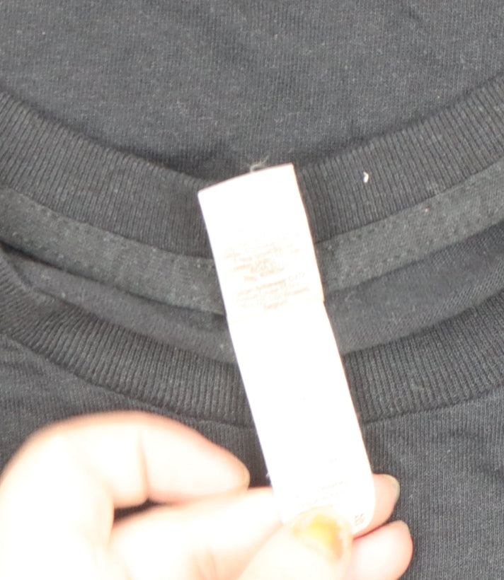 Gildan Men's Black Heavy Cotton T-Shirt Flag Graphic Print Size L