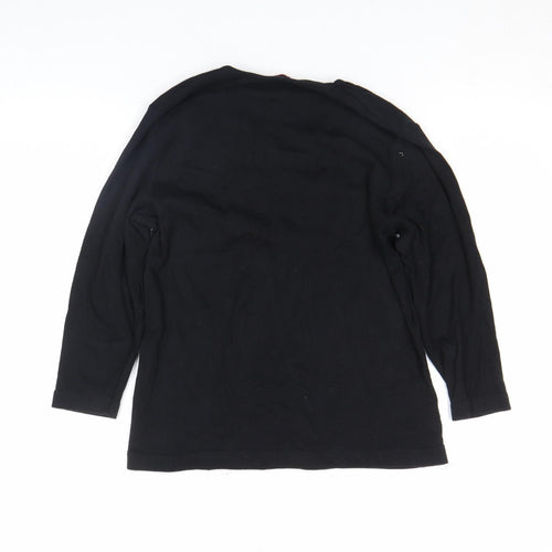 Bonmarché Women's Black Long Sleeve Beaded V-Neck Cotton Top Size L