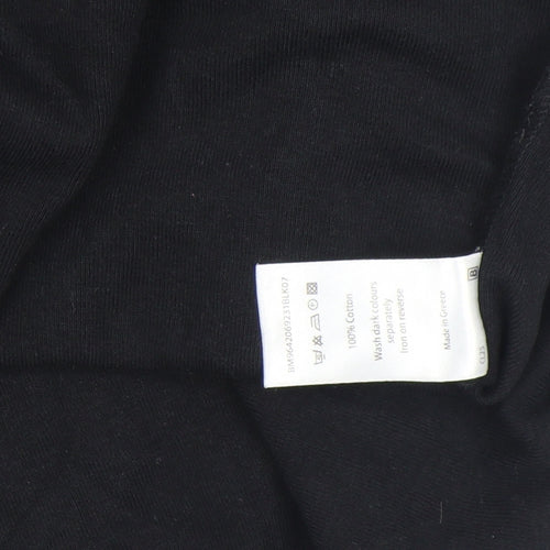 Bonmarché Women's Black Long Sleeve Beaded V-Neck Cotton Top Size L
