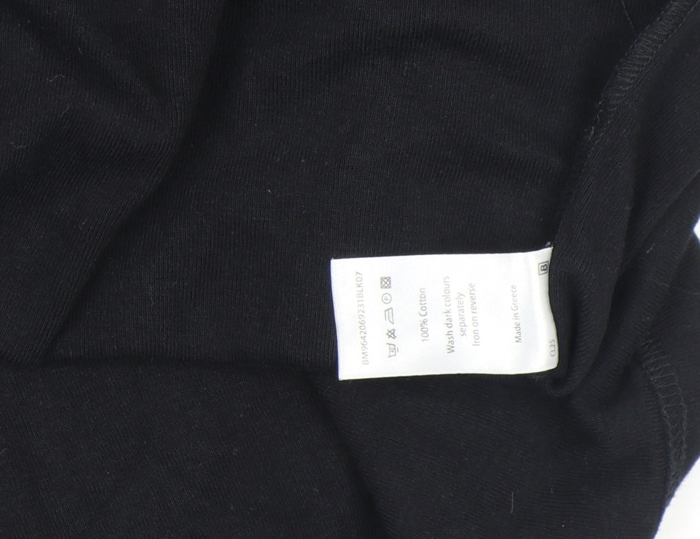 Bonmarché Women's Black Long Sleeve Beaded V-Neck Cotton Top Size L