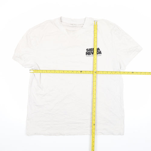 Primark Men's White L Graphic Moose Sierra Nevada Funny T-Shirt