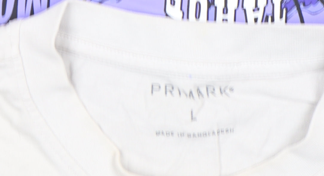 Primark Men's White L Graphic Moose Sierra Nevada Funny T-Shirt