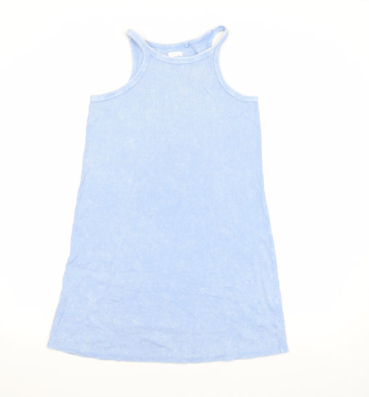 Next Girls Blue 12 Years Tank Dress Casual Cotton Blend Summer