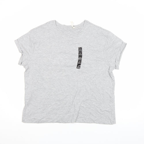 Marks and Spencer Women Grey Cotton Short Sleeve Basic T-Shirt L