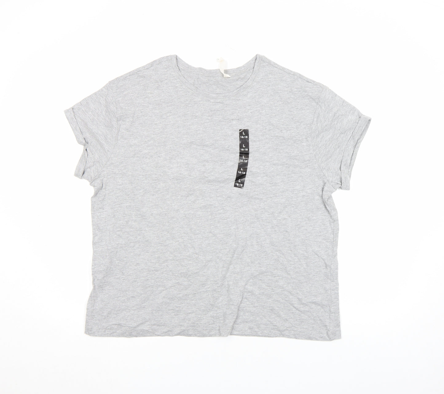 Marks and Spencer Women Grey Cotton Short Sleeve Basic T-Shirt L