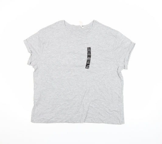 Marks and Spencer Women Grey Cotton Short Sleeve Basic T-Shirt L