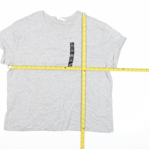 Marks and Spencer Women Grey Cotton Short Sleeve Basic T-Shirt L