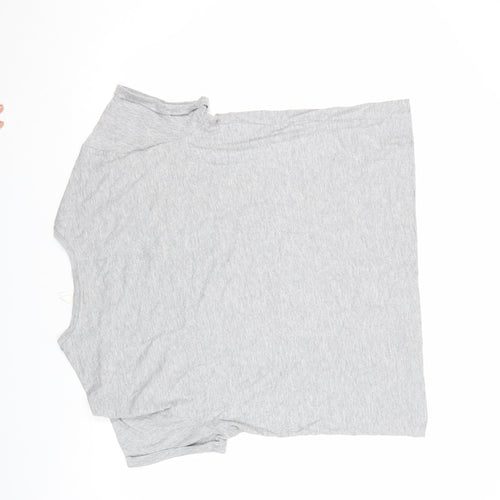 Marks and Spencer Women Grey Cotton Short Sleeve Basic T-Shirt L