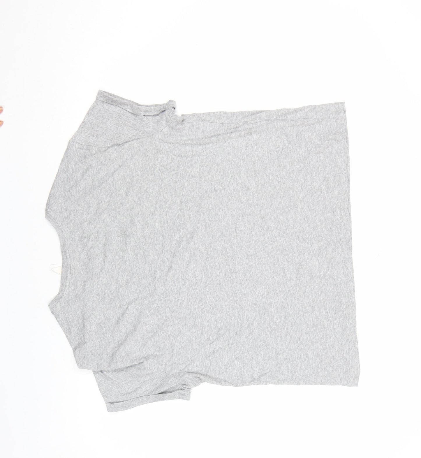 Marks and Spencer Women Grey Cotton Short Sleeve Basic T-Shirt L