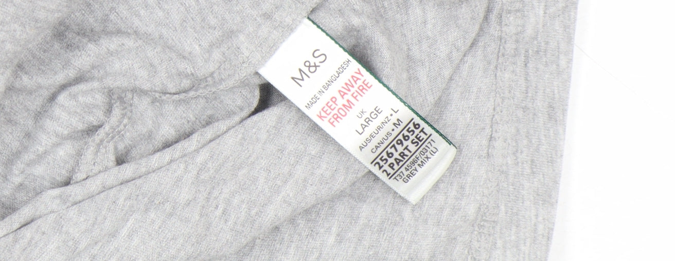 Marks and Spencer Women Grey Cotton Short Sleeve Basic T-Shirt L