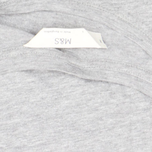 Marks and Spencer Women Grey Cotton Short Sleeve Basic T-Shirt L