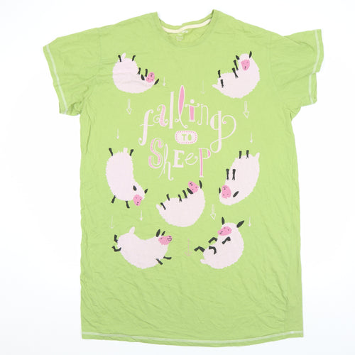Hatley Women's Green Cotton T-Shirt Nightshirt Falling to Sheep Print One Size