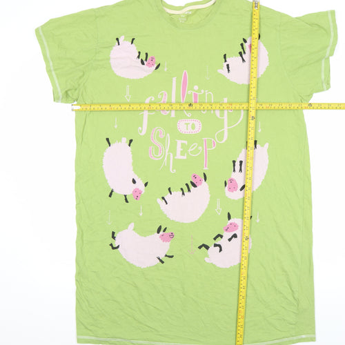 Hatley Women's Green Cotton T-Shirt Nightshirt Falling to Sheep Print One Size