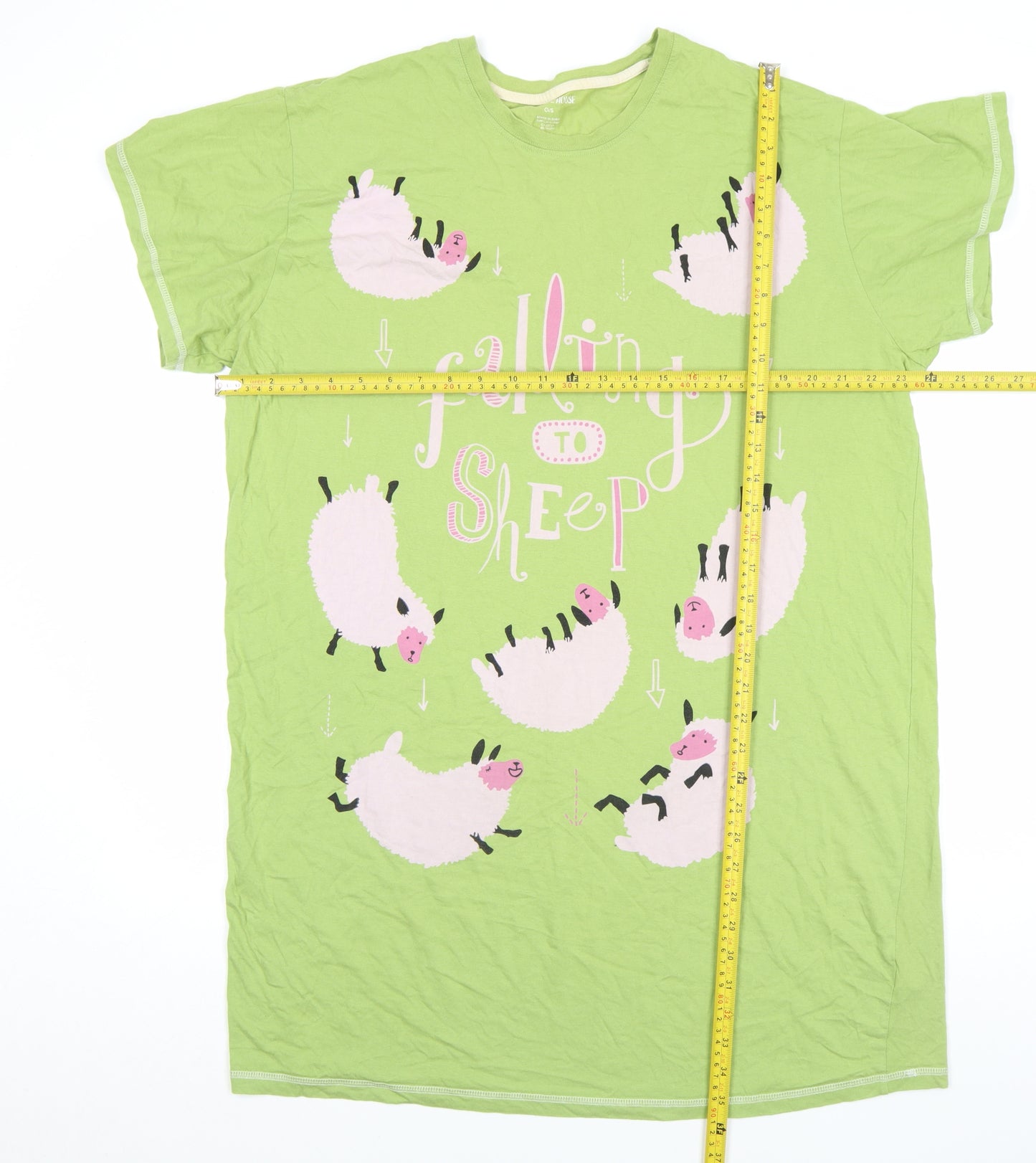 Hatley Women's Green Cotton T-Shirt Nightshirt Falling to Sheep Print One Size