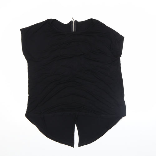 Peacocks Women’s Black Zip Back Viscose Jersey Blouse Size 18