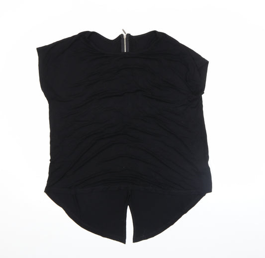 Peacocks Women’s Black Zip Back Viscose Jersey Blouse Size 18