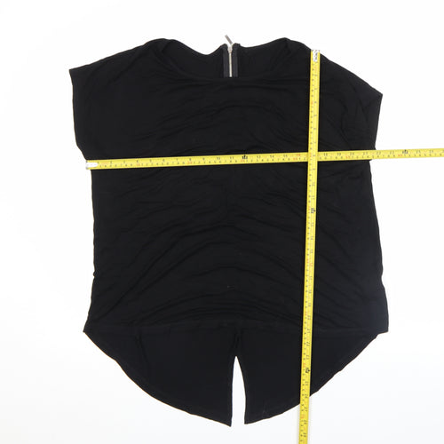 Peacocks Women’s Black Zip Back Viscose Jersey Blouse Size 18