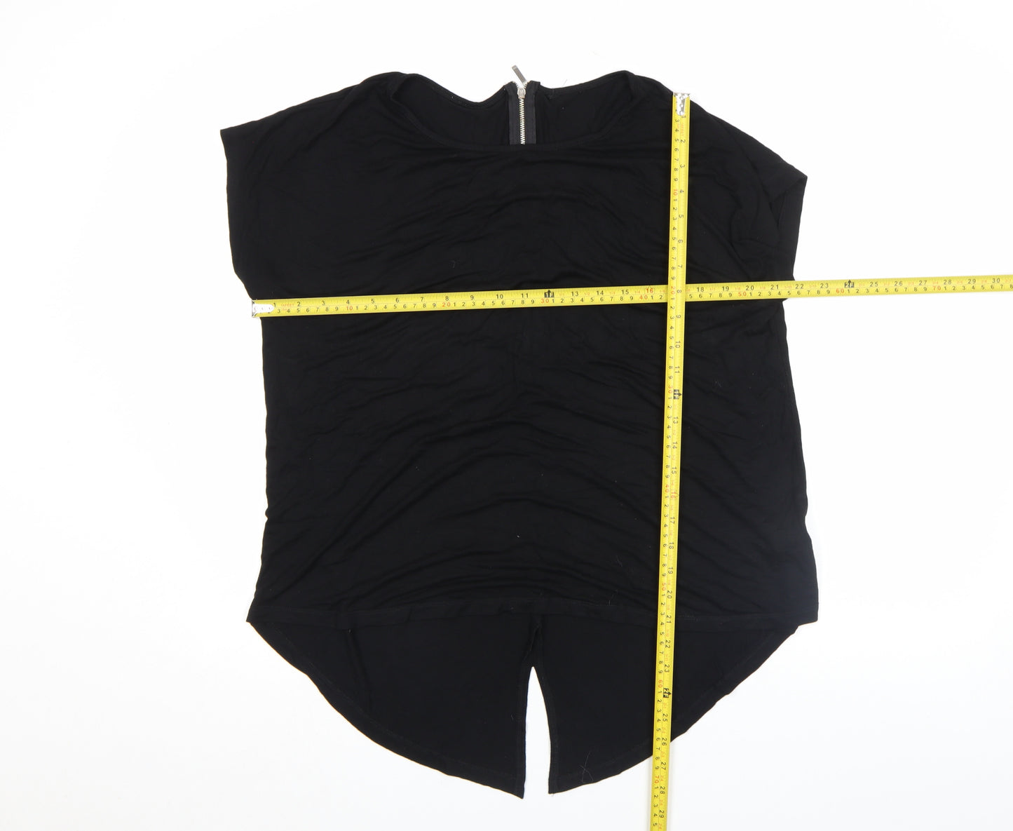 Peacocks Women’s Black Zip Back Viscose Jersey Blouse Size 18