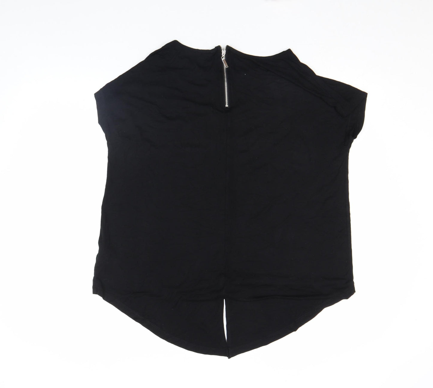 Peacocks Women’s Black Zip Back Viscose Jersey Blouse Size 18