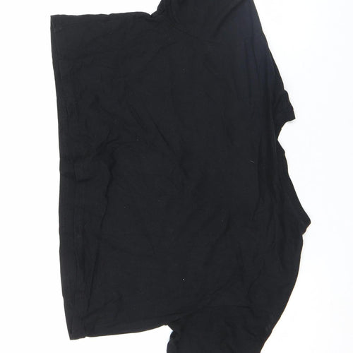 Disney Women's Black Cropped T-Shirt Medium Embroidered Logo