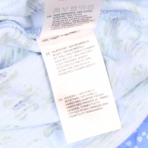 White Stuff Women's Blue Floral Cotton 3/4 Sleeve T-Shirt UK 12
