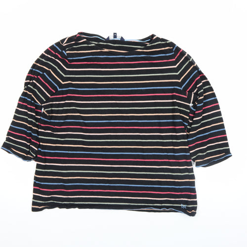 Crew Clothing Company Women's Multicoloured Stripe 3/4 Sleeve Cotton T-Shirt Size 16