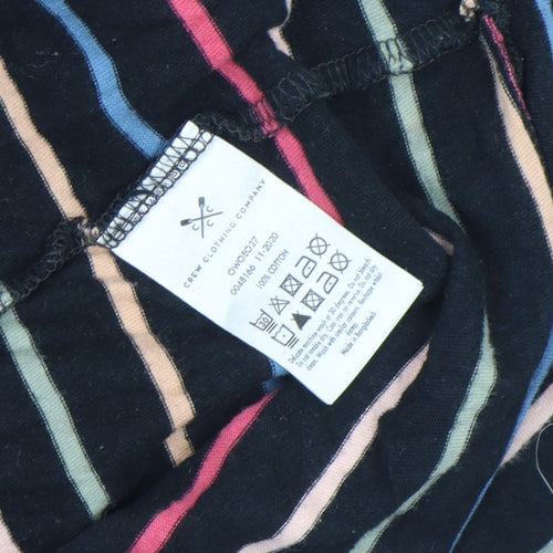 Crew Clothing Company Women's Multicoloured Stripe 3/4 Sleeve Cotton T-Shirt Size 16