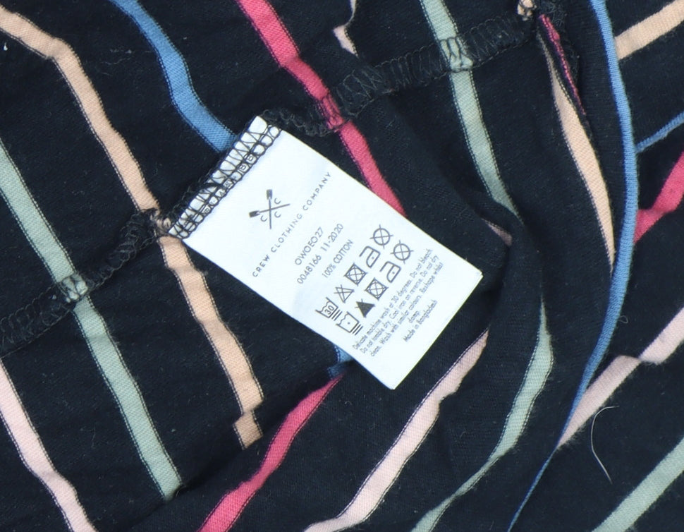 Crew Clothing Company Women's Multicoloured Stripe 3/4 Sleeve Cotton T-Shirt Size 16