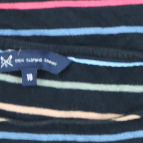 Crew Clothing Company Women's Multicoloured Stripe 3/4 Sleeve Cotton T-Shirt Size 16