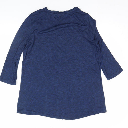 Tu Women’s Blue Sequin Butterfly 3/4 Sleeve Top Size 10