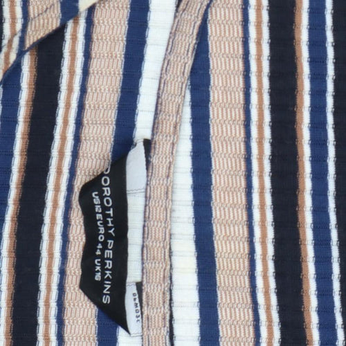 Dorothy Perkins Women Multicoloured Striped Cold Shoulder T-Shirt Size 16
