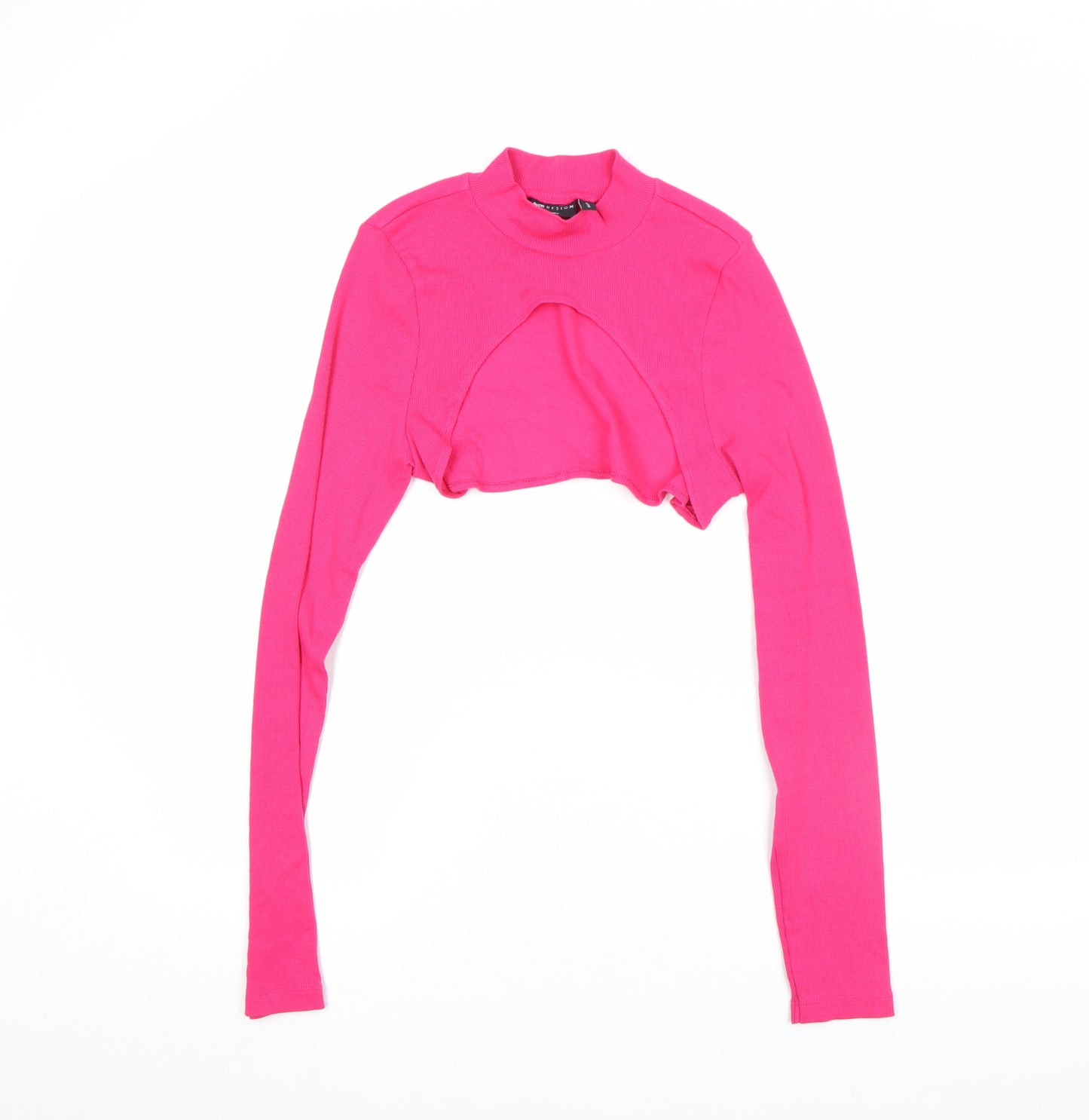 ASOS DESIGN Womens Pink Cropped Mock Neck Long Sleeve Stretch Top Size S